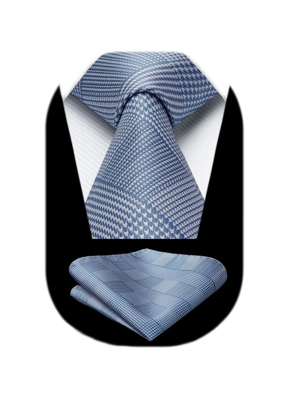 6354 Blue Ties Striped Silk Woven Tie Formal Business Neckties Handkerchief